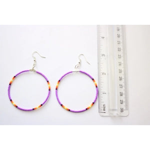 Purple Hoop Bead Earrings