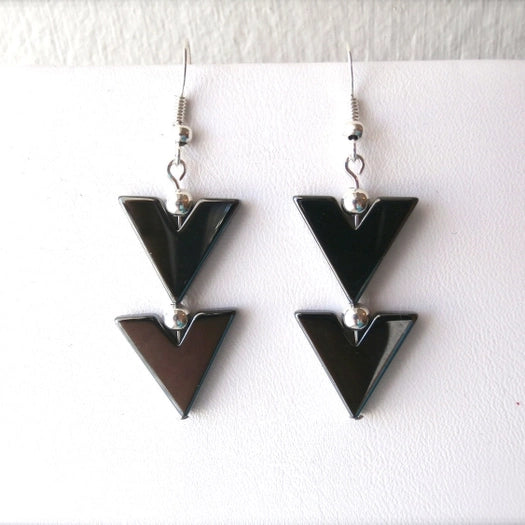 Triangle Hematite Earrings
