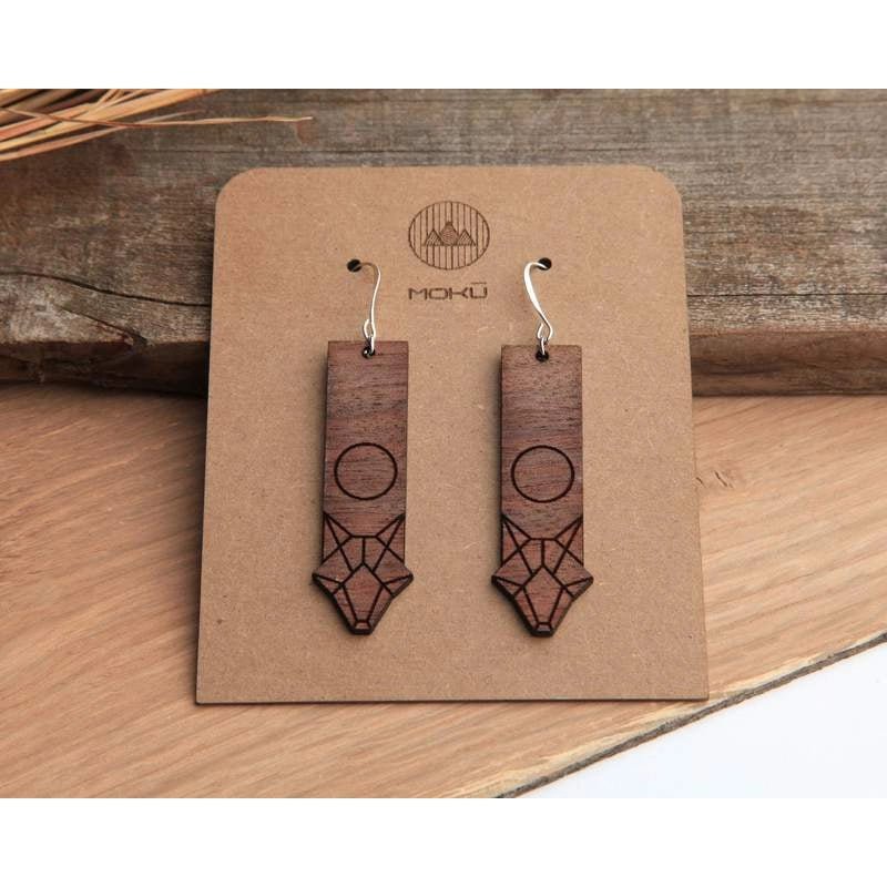 Handmade Wooden Earrings - "Coyote" - Cultural Seeds