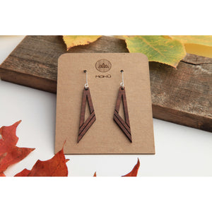 Handmade Wooden Earrings - "Diagonal" (Hackberry or Walnut) - Cultural Seeds