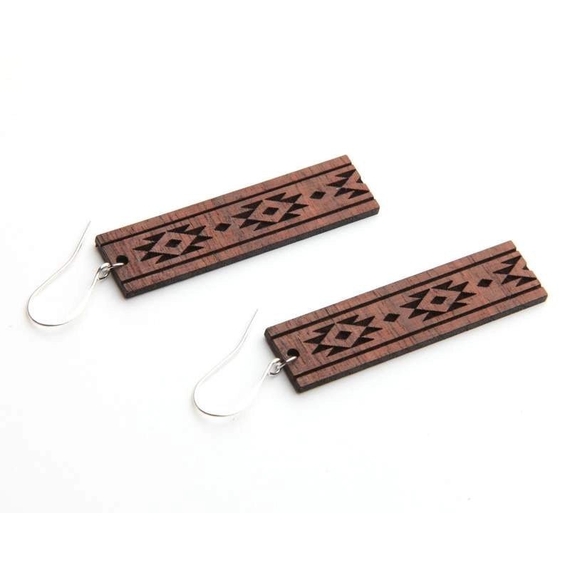 Handmade Wooden Earrings - "Diamondback" (Walnut) - Cultural Seeds
